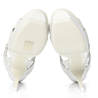 Saint Laurent Calfskin Tribute 75 Platform Sandals 38 White 5 of 8