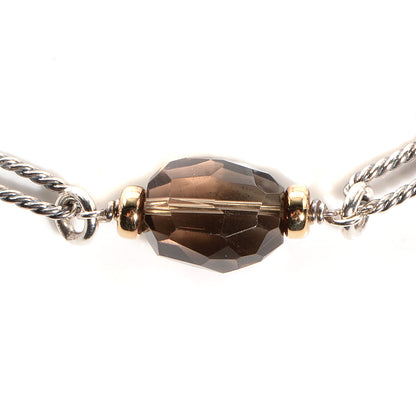 David Yurman Sterling Silver 18K Gold Smoky Quartz Figaro Necklace 3 of 6