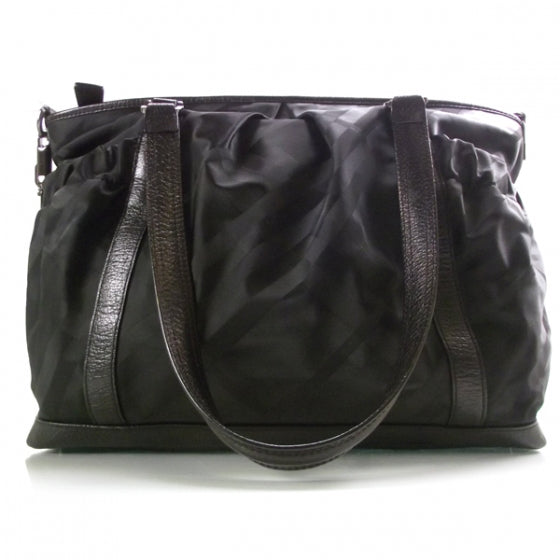 Burberry Nylon Tonal Check Diaper Bag Black 1 of 9
