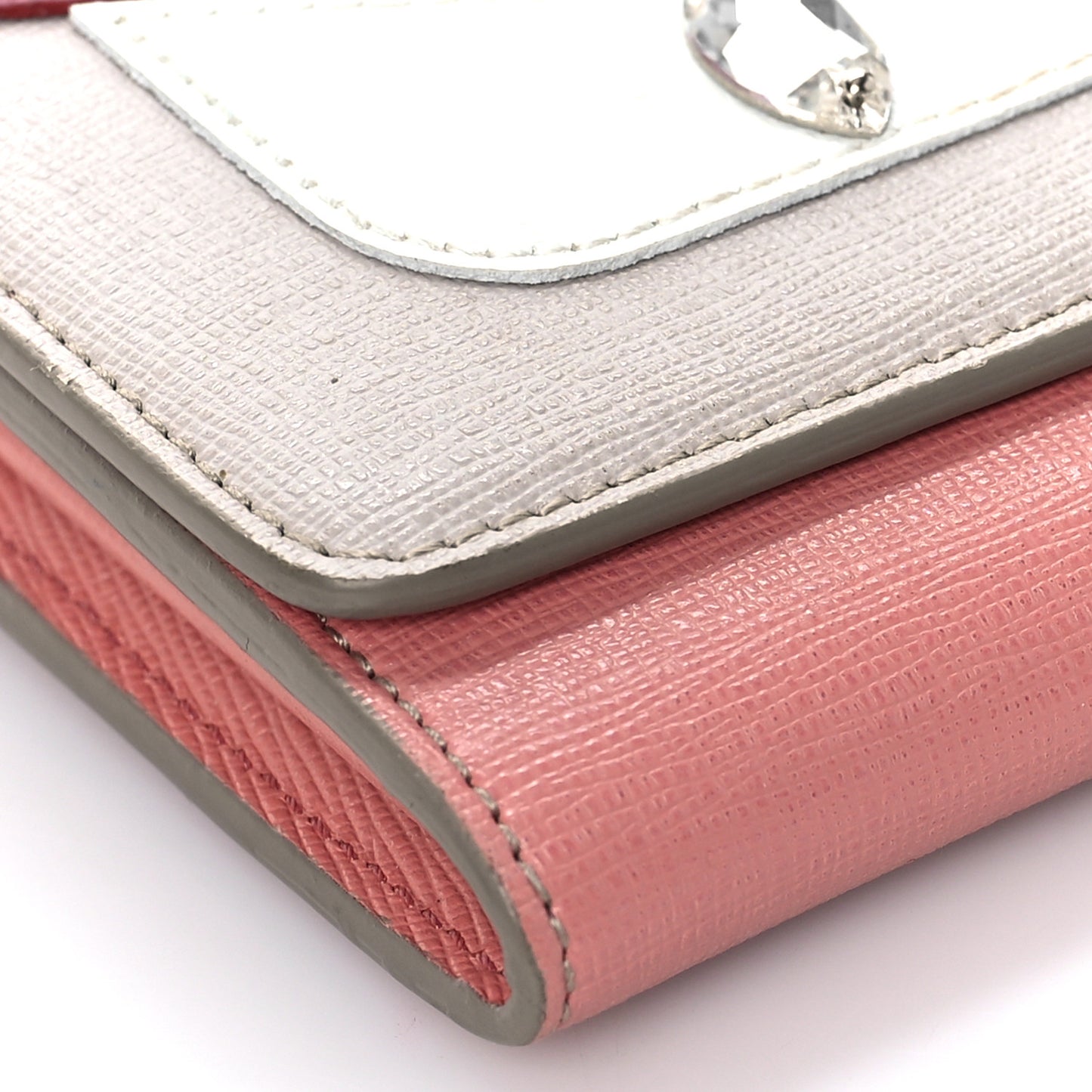 Vitello Elite Crystal Eye Monster Continental Wallet on Chain Grigio Polvere Ribes Multicolor