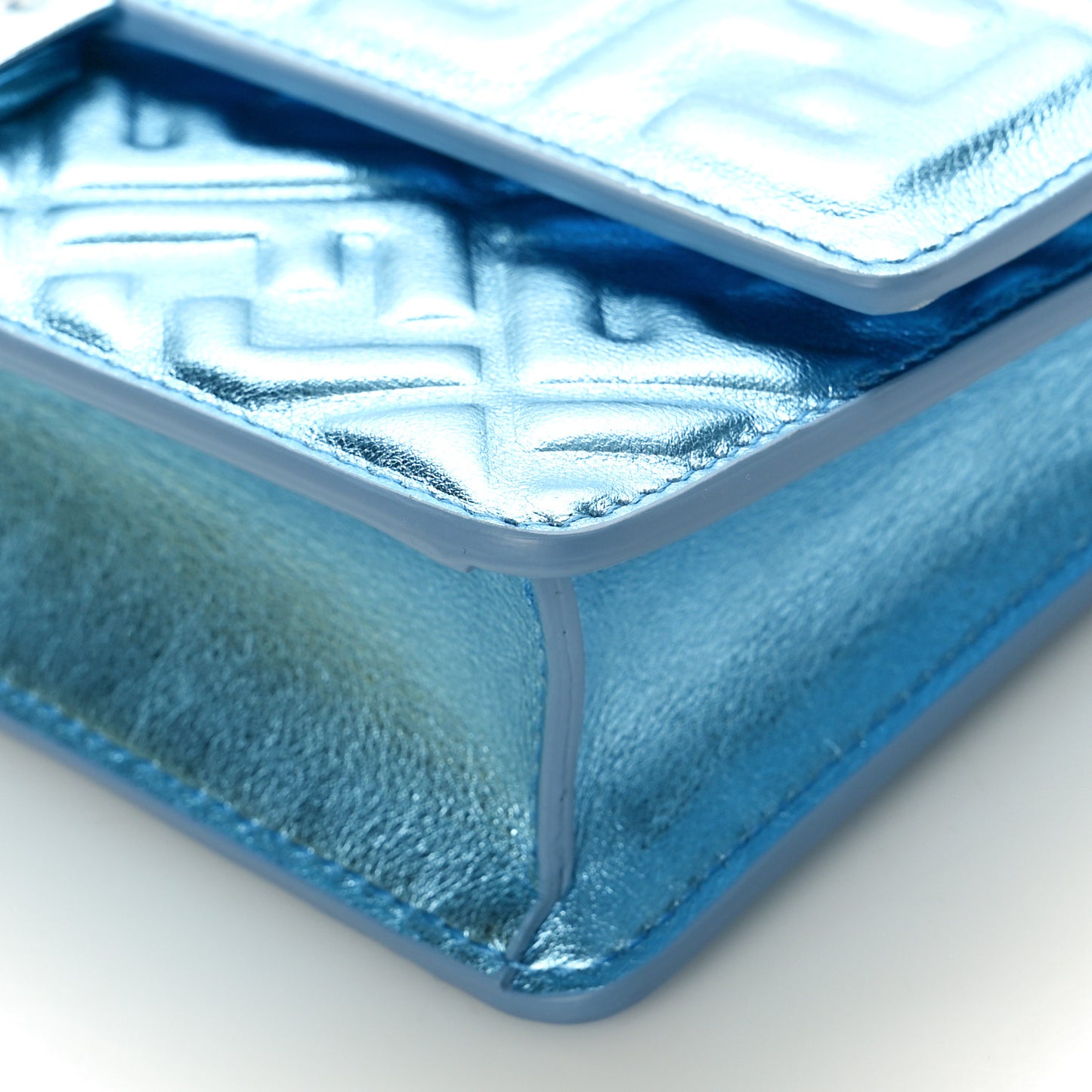 Metallic Nappa Matisse FF Embossed Wallet On Chain Laguna Palladio