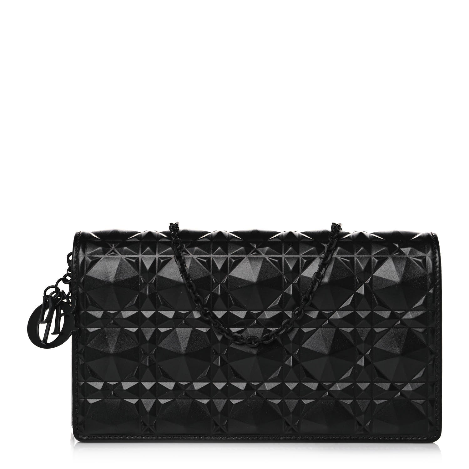 Christian Dior Calfskin Cannage Diamond Lady Dior Chain Wallet Black 1 of 10
