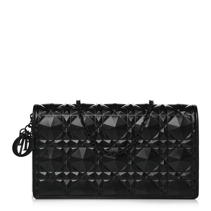 Christian Dior Calfskin Cannage Diamond Lady Dior Chain Wallet Black 1 of 10