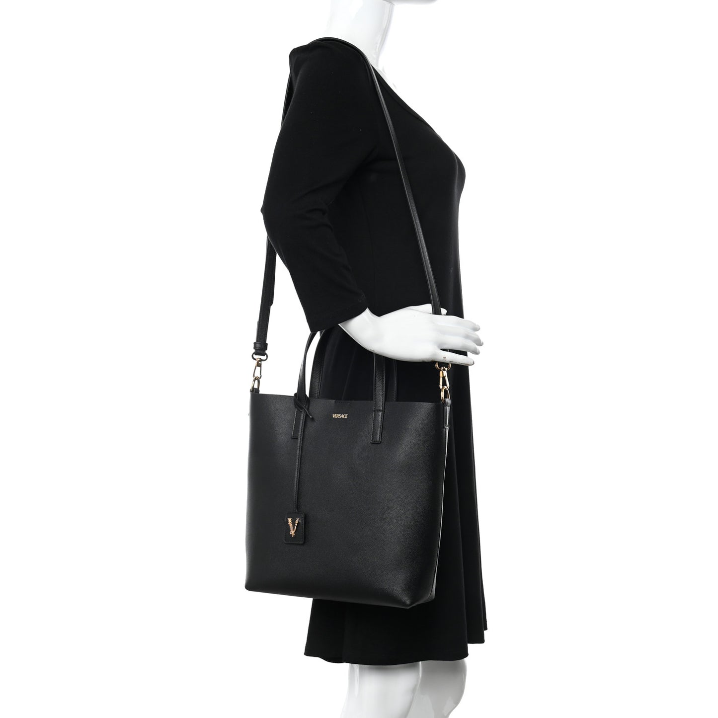 Calfskin Virtus Tote Bag Black