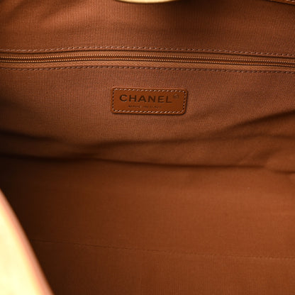 Chanel Suede Calfskin Shiny Lambskin Quilted Small Coco Base Shopping Bag Beige Camel 6 of 10