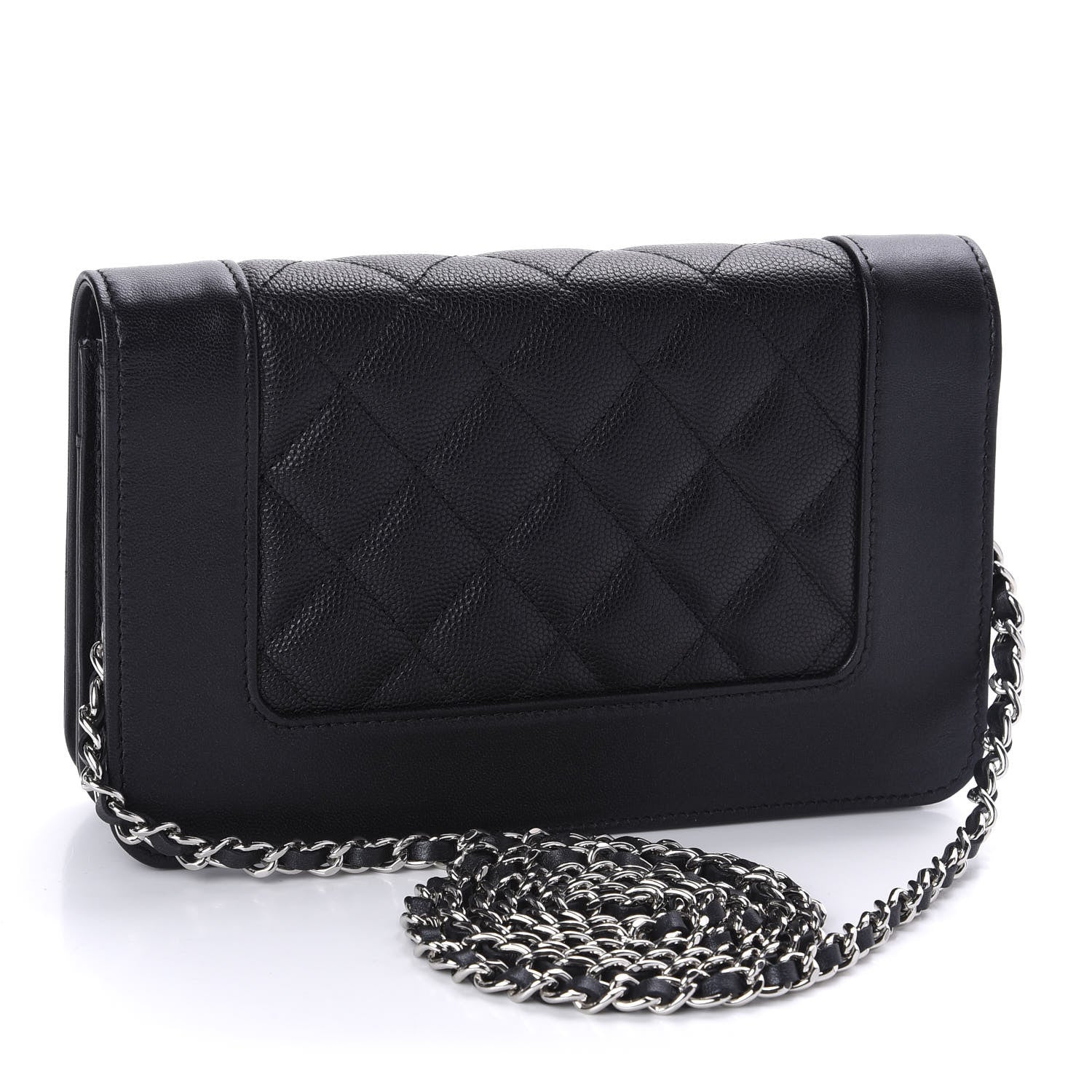 Chanel Caviar Quilted Vintage Mademoiselle Wallet On Chain WOC Black 3 of 12