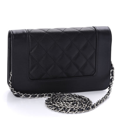Chanel Caviar Quilted Vintage Mademoiselle Wallet On Chain WOC Black 3 of 12