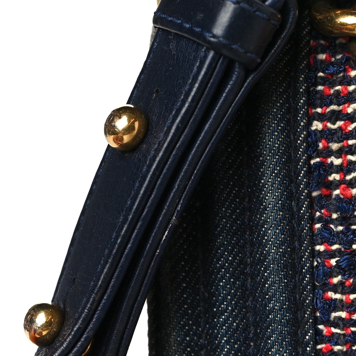 Chanel Tweed Denim Medium Boy Flap Navy Blue 9 of 11