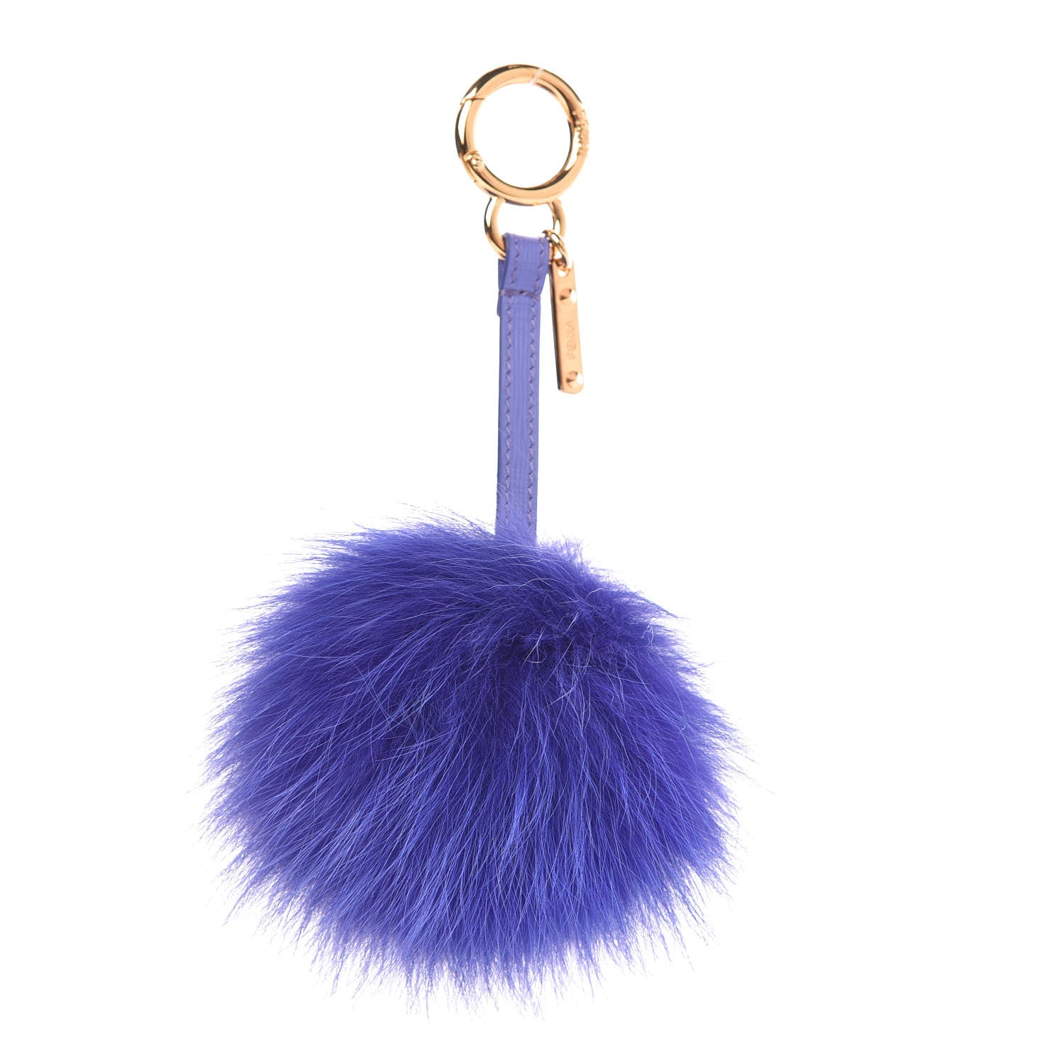 Fendi Fox Fur Vitello Elite Pom Pom Bag Charm Viola Cassis 1 of 4