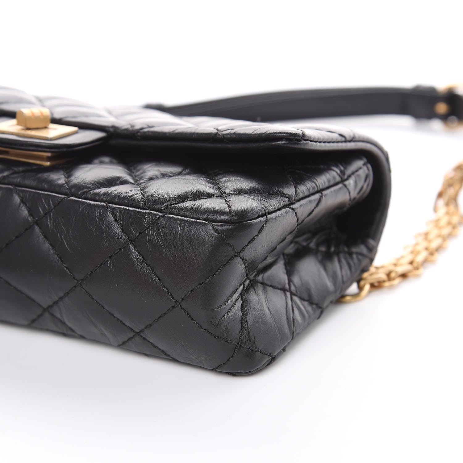 Chanel Aged Calfskin Quilted 2.55 Reissue Chain Waist Bag Black 9 of 12