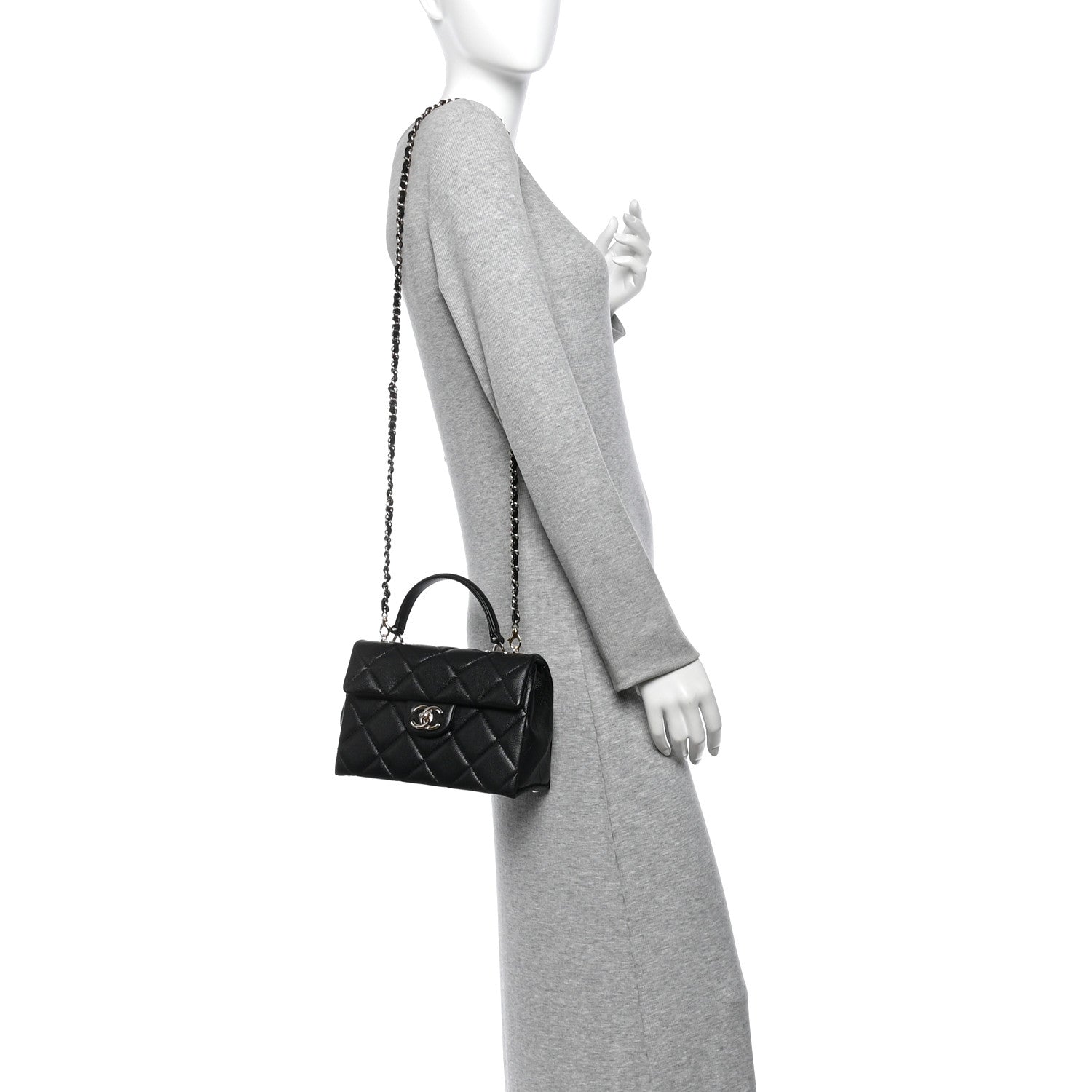 Chanel Caviar Quilted Mini Retro Twist Top Handle Flap Black 2 of 11
