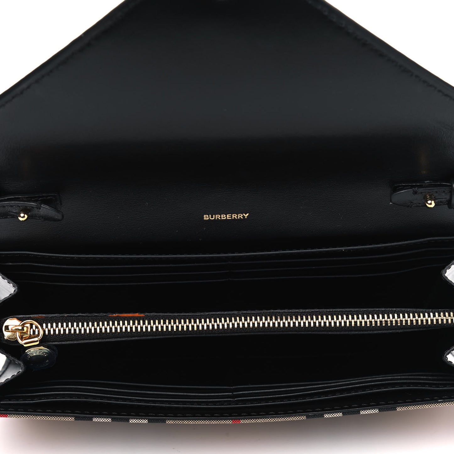 Grainy Calfskin Vintage Check Wallet With Detachable Strap Black