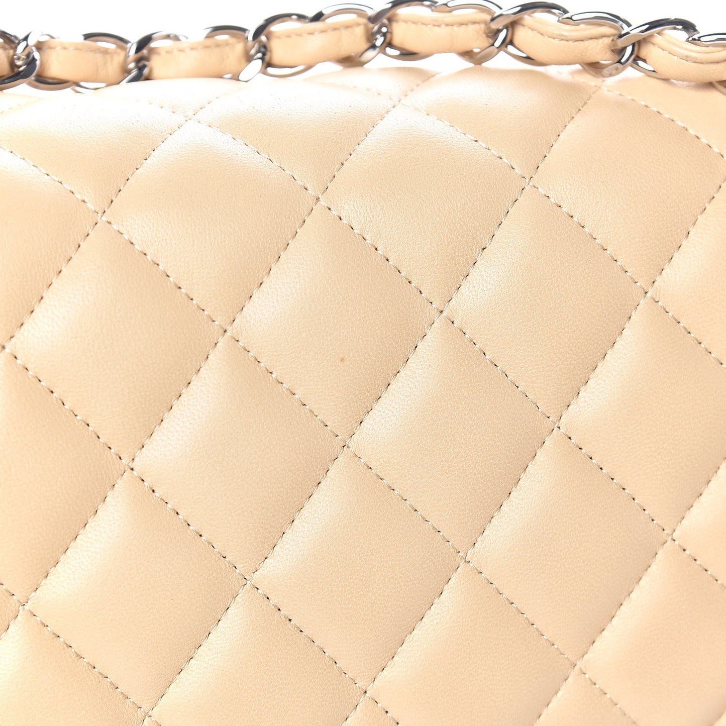 Lambskin Quilted Jumbo Double Flap Beige Clair