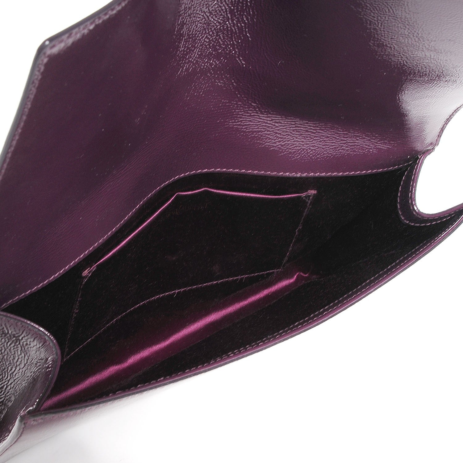 Saint Laurent Textured Patent Large Belle De Jour Clutch Violet 5 of 7