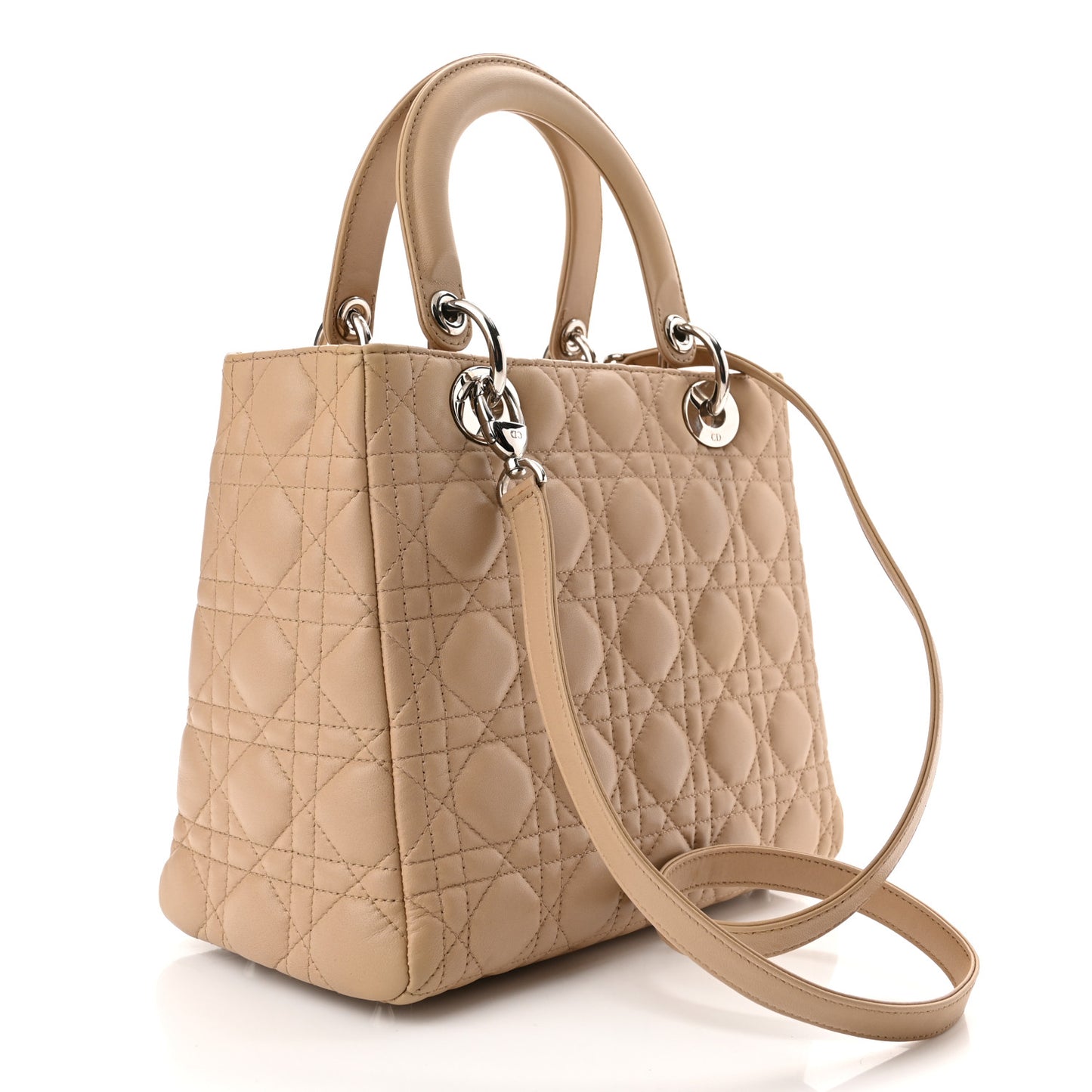 Lambskin Cannage Medium Lady Dior Beige