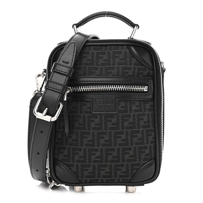 Fendi Recycled Fabric Jacquard Vitello Astro Micro FF Mini Trolley Bag Asfalto Black 1 of 10
