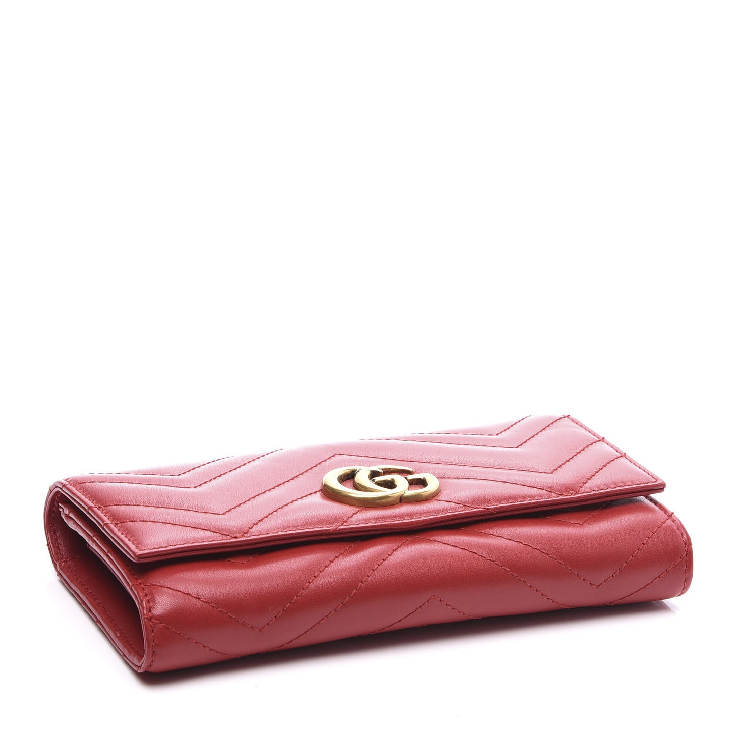 Calfskin Matelasse GG Marmont Continental Wallet Hibiscus Red