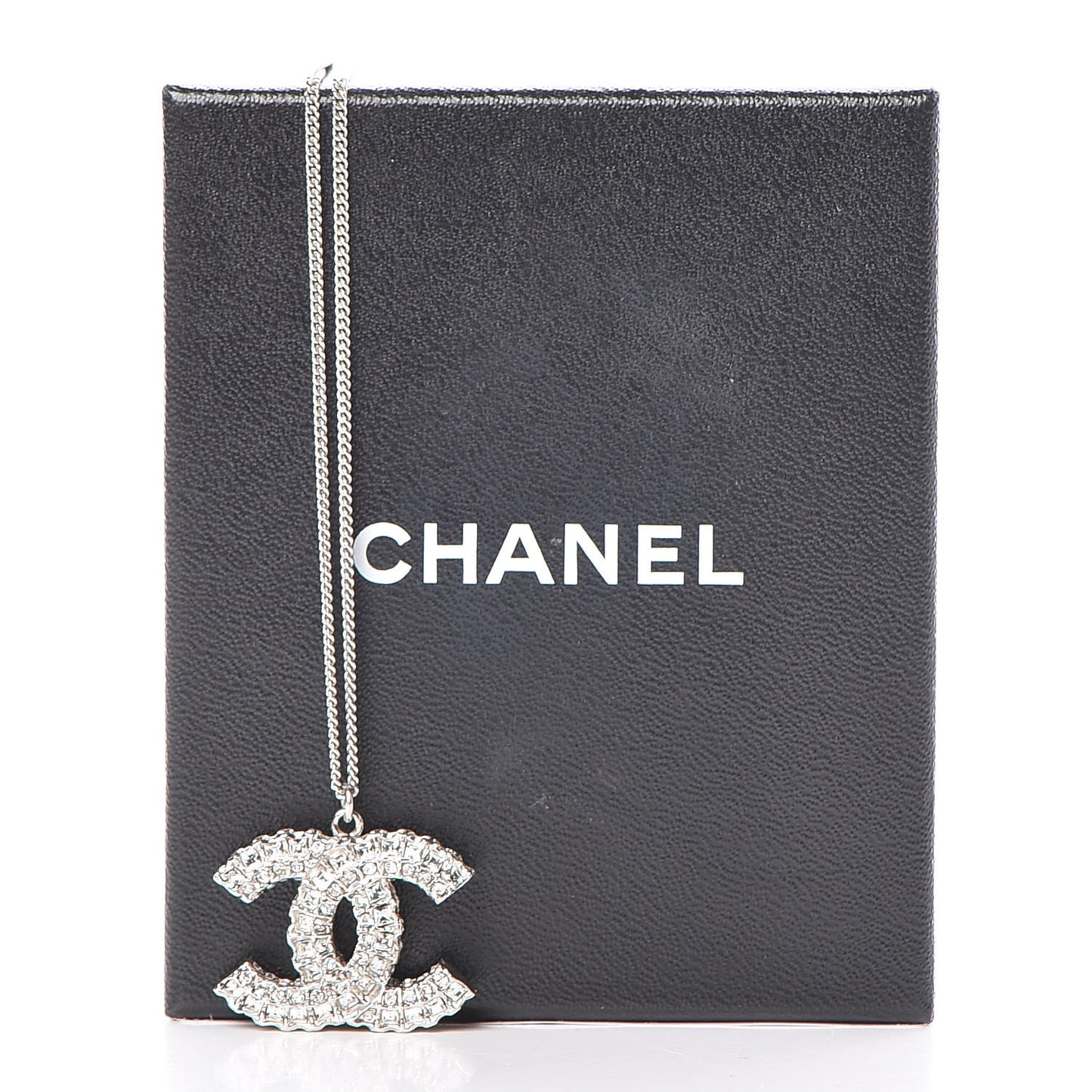 Baguette Crystal Large CC Necklace Silver