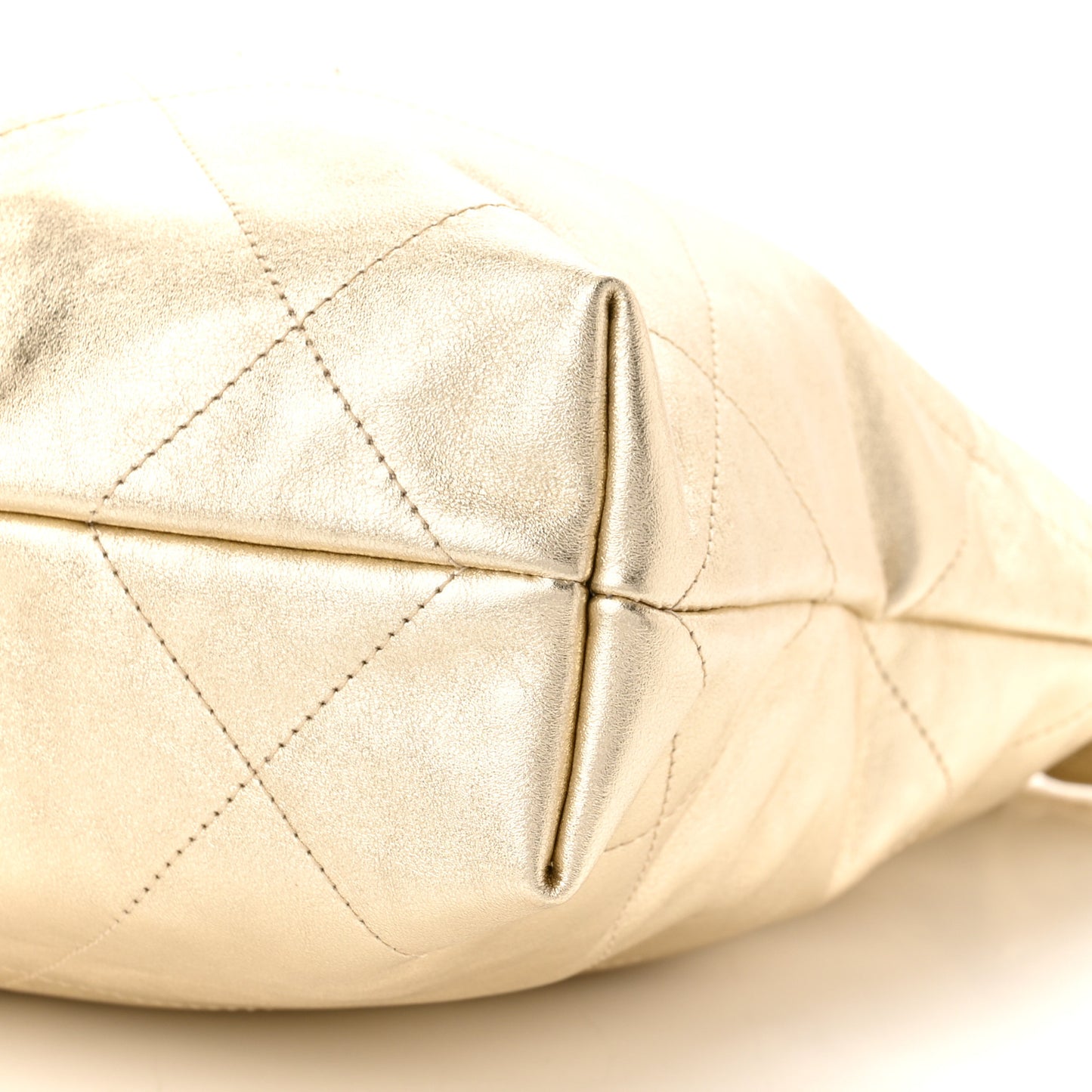 Metallic Calfskin Quilted Small Chanel 22 Light Gold