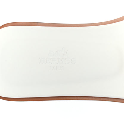 Hermes Box Calfskin Oran Sandals 36.5 White 7 of 8