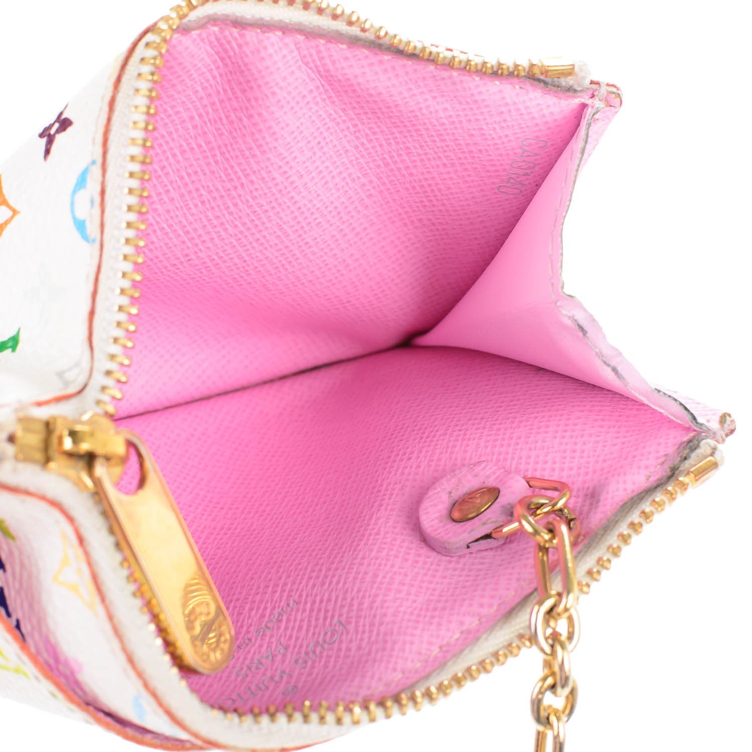Louis Vuitton Monogram Multicolor Key Pouch White Litchi 5 of 9