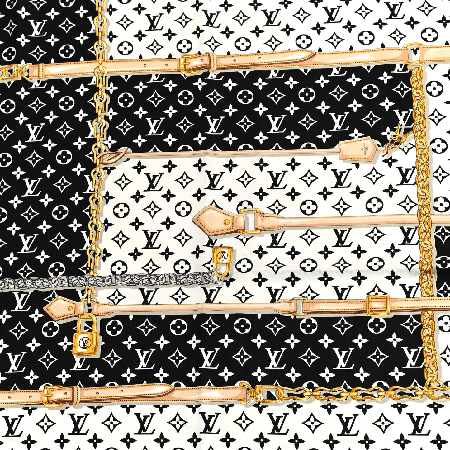 Silk Monogram Confidential Square Scarf Black