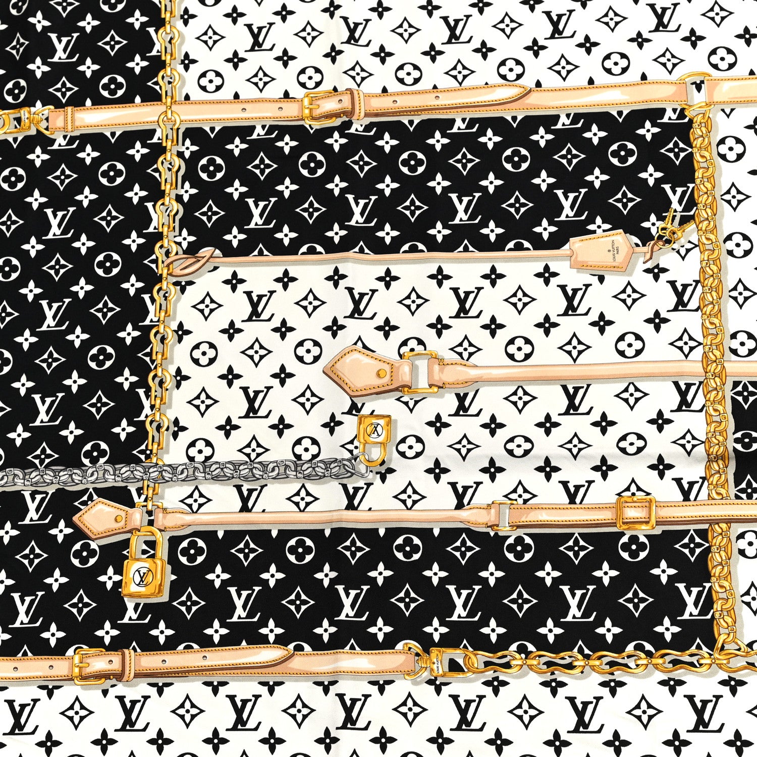 Louis Vuitton Silk Monogram Confidential Square Scarf Black 5 of 8