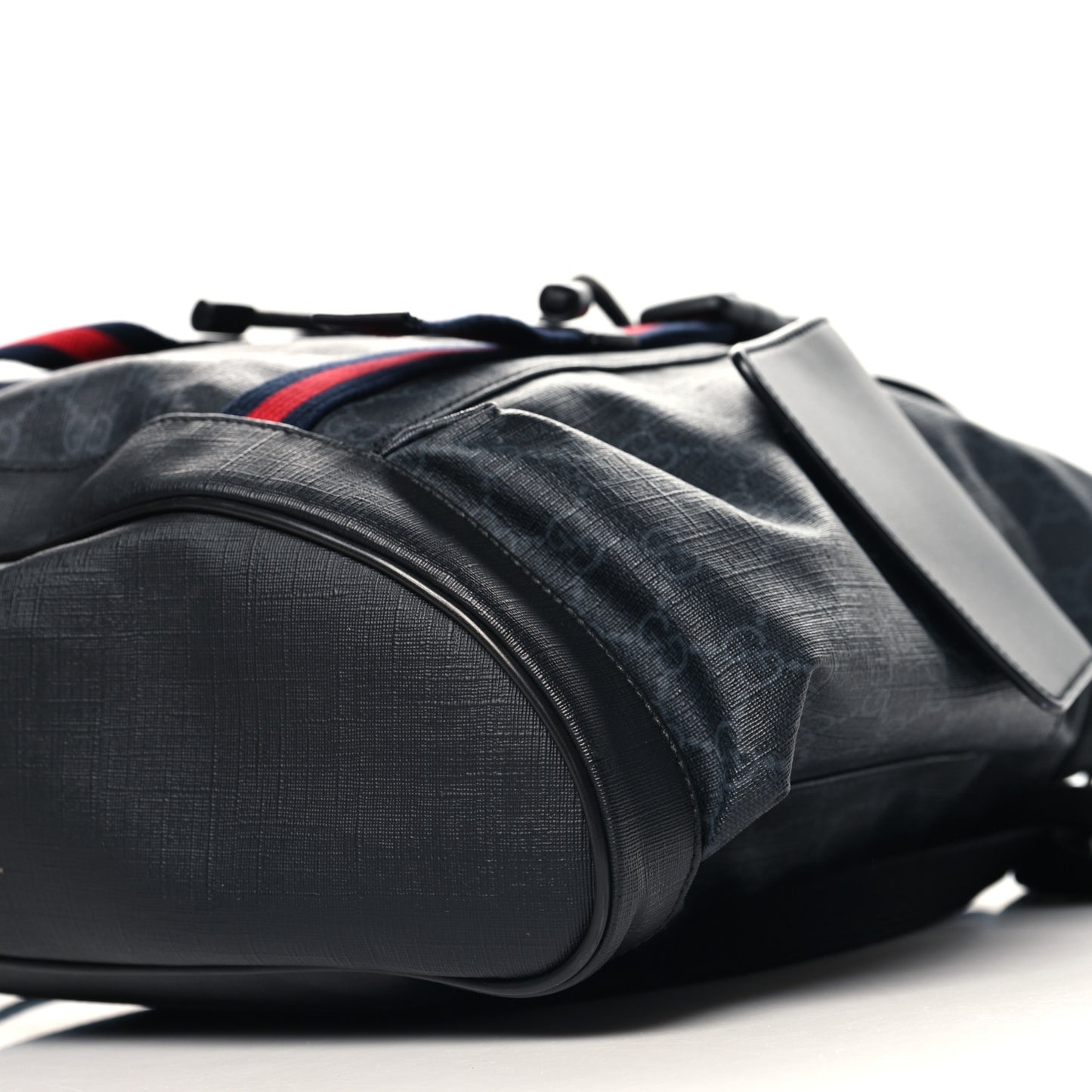 Soft GG Supreme Monogram Calfskin Web Double Buckle Backpack Black