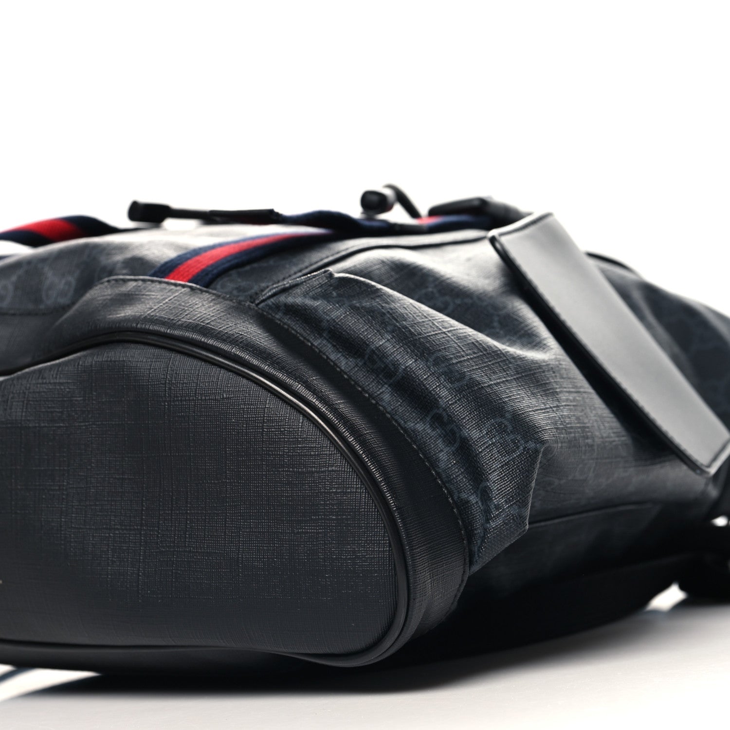 Gucci Soft GG Supreme Monogram Calfskin Web Double Buckle Backpack Black 10 of 11