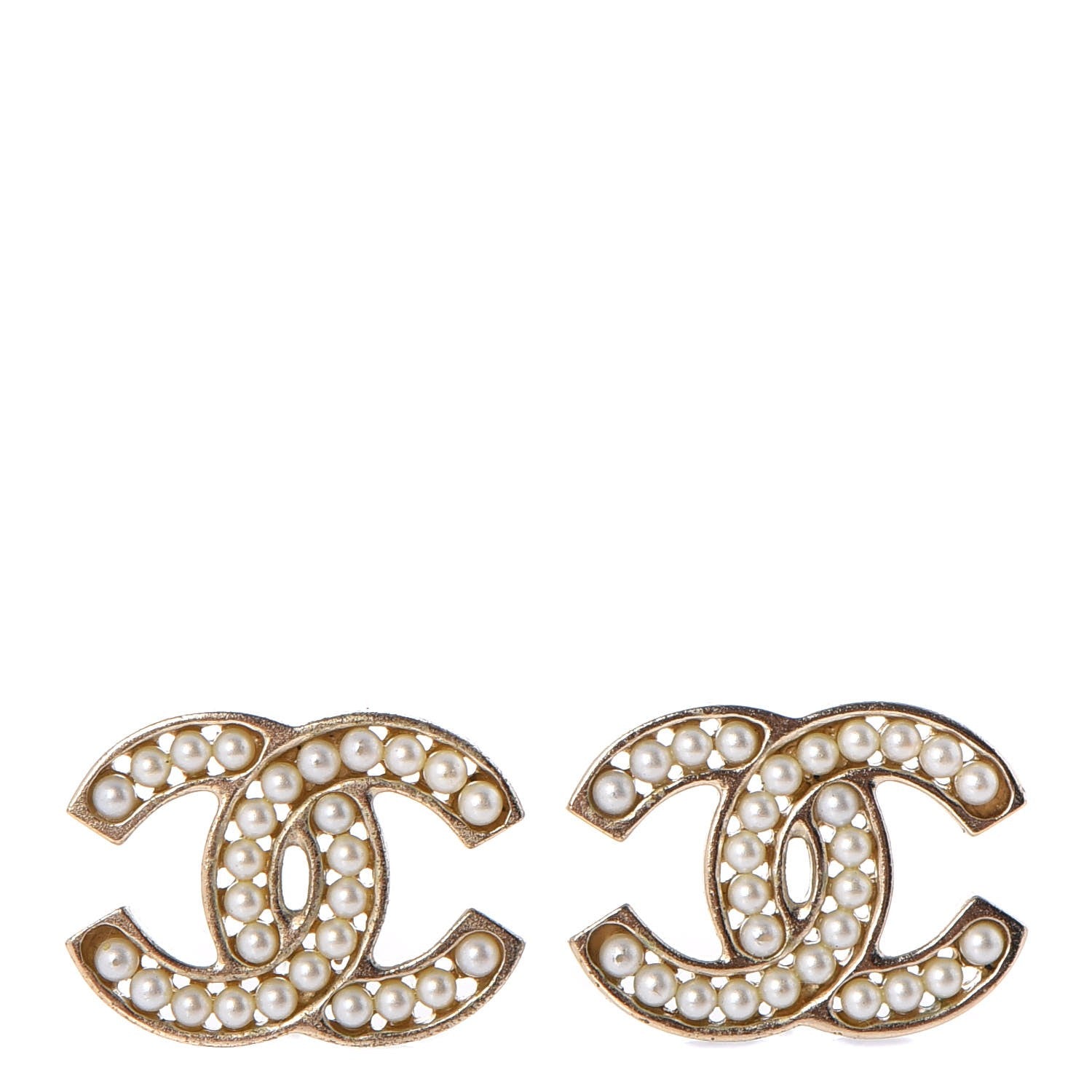 Chanel Pearl CC Earrings Light Gold 1 of 9