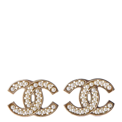 Chanel Pearl CC Earrings Light Gold 1 of 9