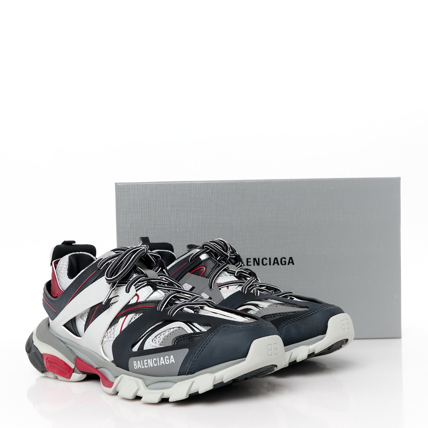 Rubber Mesh Bi-Color Mens Track.2 Open Sneakers 41 Red Gray