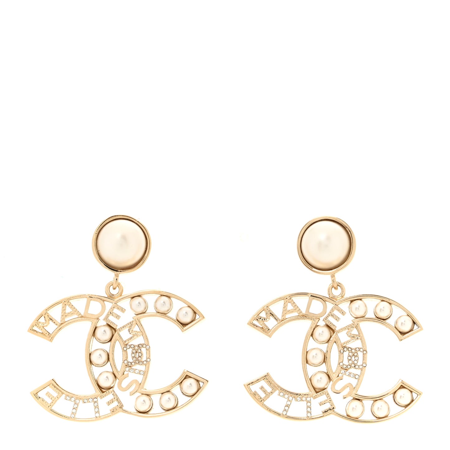 Metal Pearl Mademoiselle Drop Earrings Gold