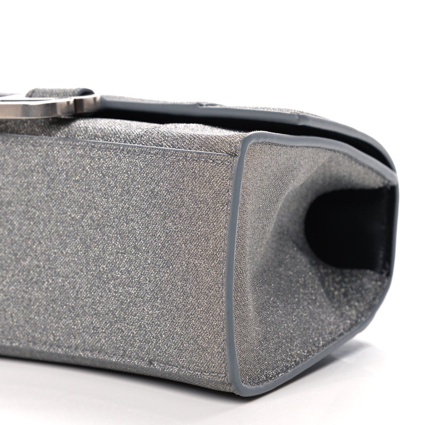 Glitter Fabric Hourglass Top Handle Bag XS Grey
