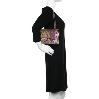 Chanel Iridescent Lambskin Quilted Medium Double Flap Purple 2 of 11