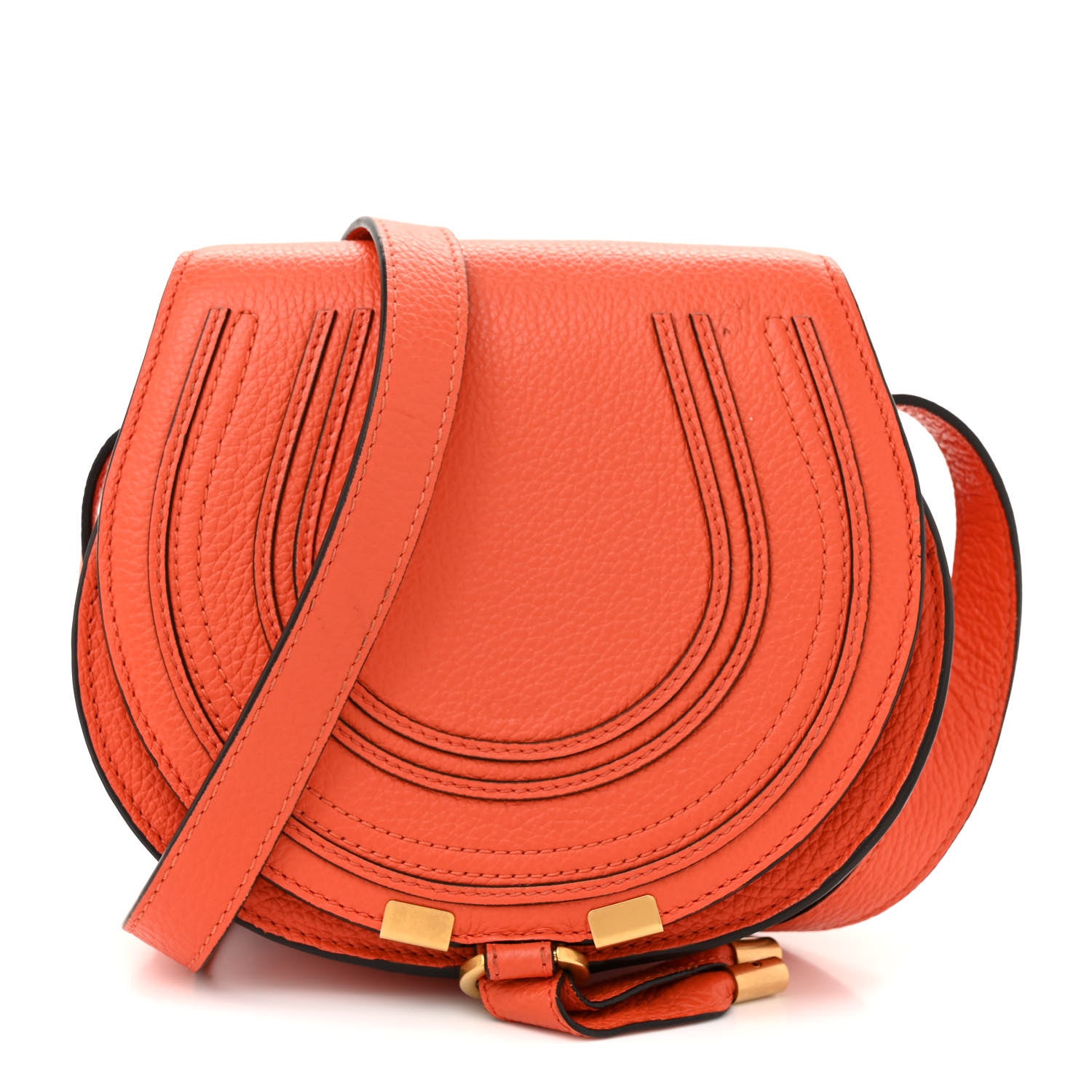 Chloe Grained Calfskin Small Marcie Saddle Bag Rusted Orange 1 of 17