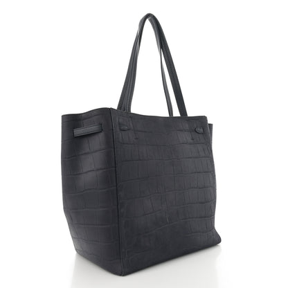 Celine Smooth Calfskin Nubuck Crocodile Embossed Small Belt Cabas Phantom Navy 3 of 14