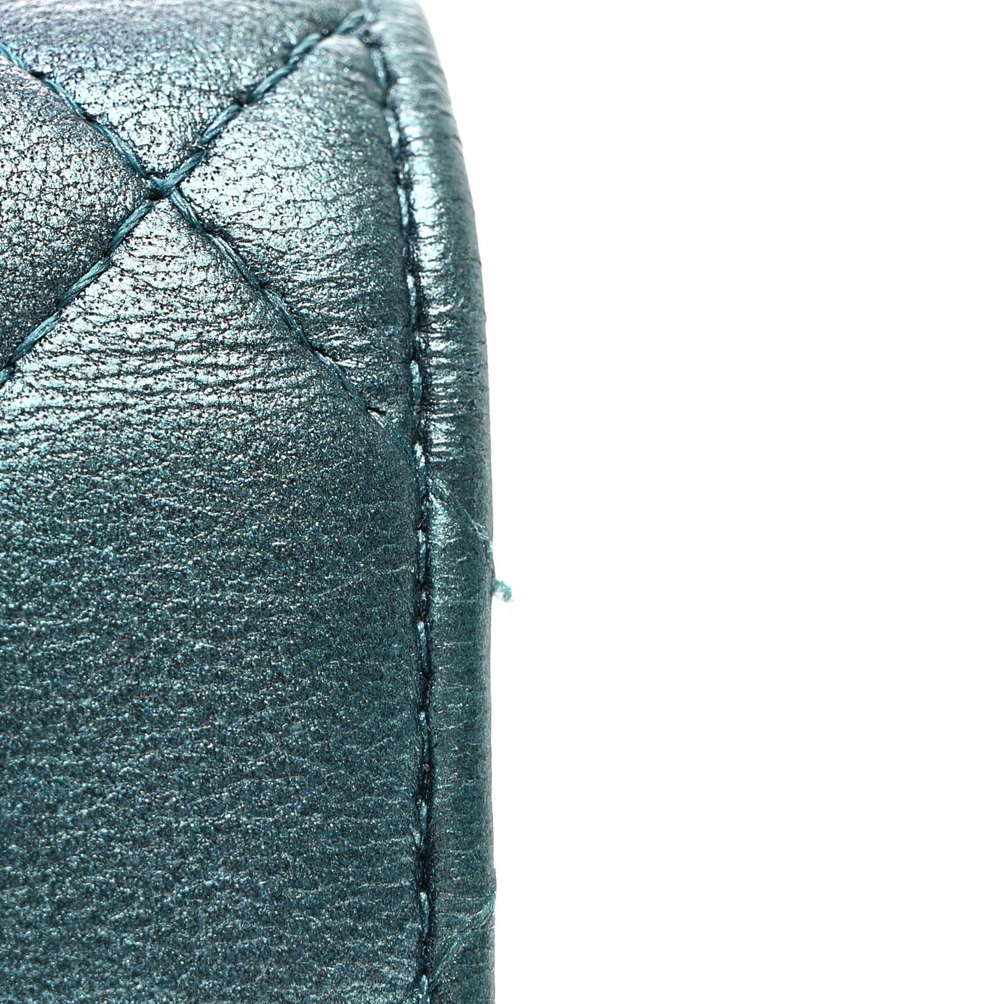 Metallic Lambskin Wallet On Chain WOC Turquoise