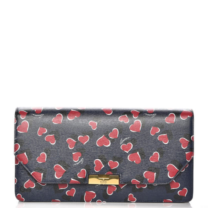 Gucci Textured Calfskin Heartbeat Print Clutch Blue 1 of 9
