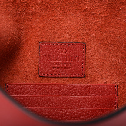 Valentino Garavani Pebbled Calfskin Rockstud Envelope Clutch Red 6 of 8