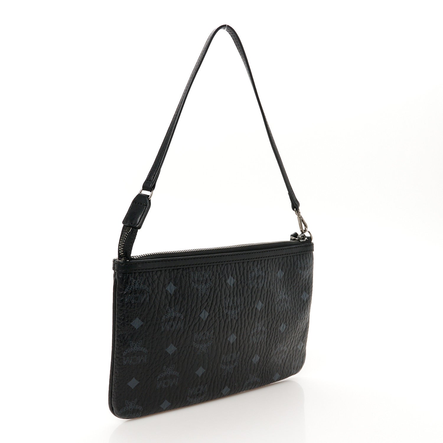 MCM Visetos Liz Shopper Tote Pouch Black 3 of 9