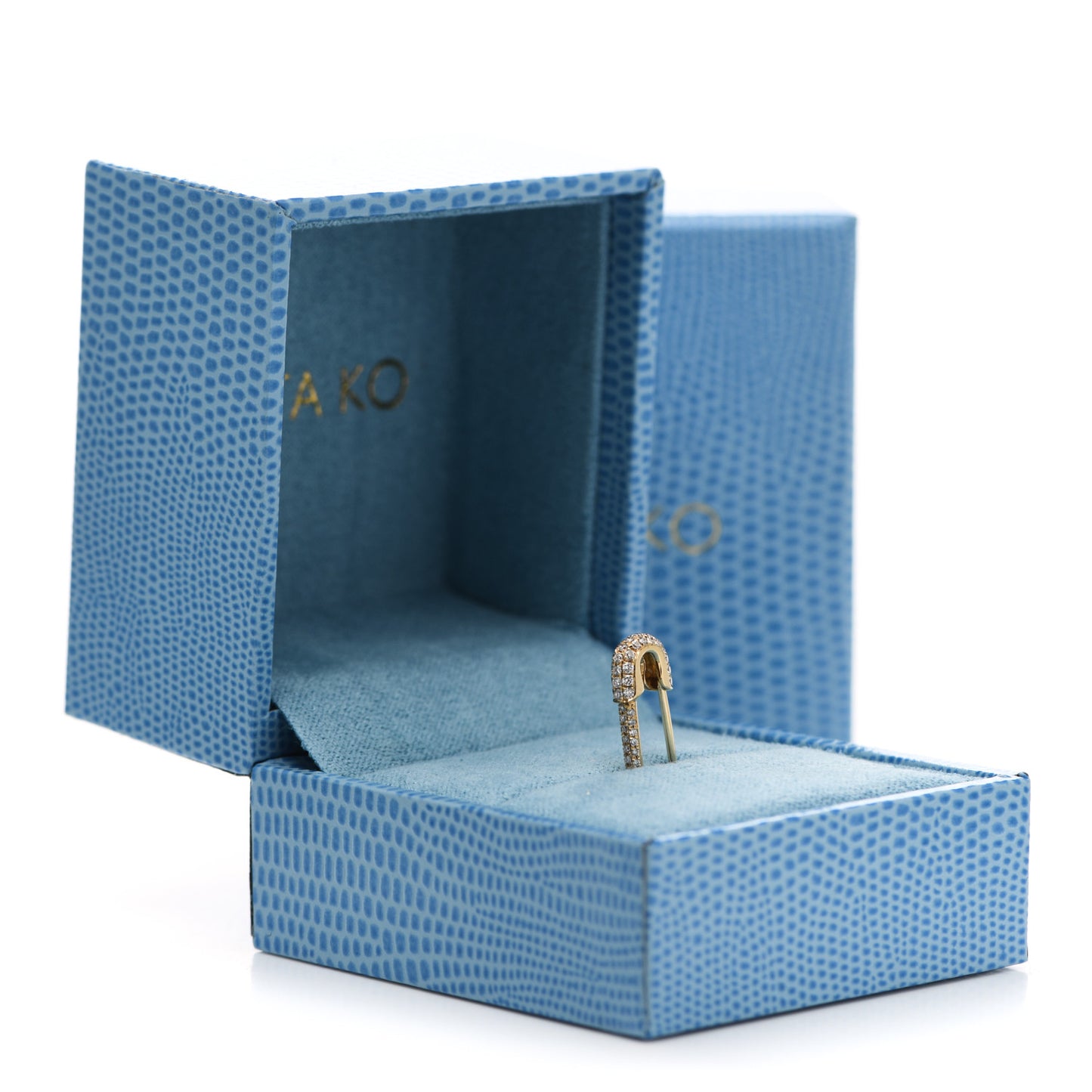 18K Yellow Gold Diamond Mini Safety Pin Earring