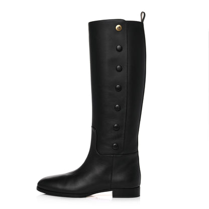 Gucci Calfskin Buttons Lifford Knee High Boots 39 Black 1 of 9