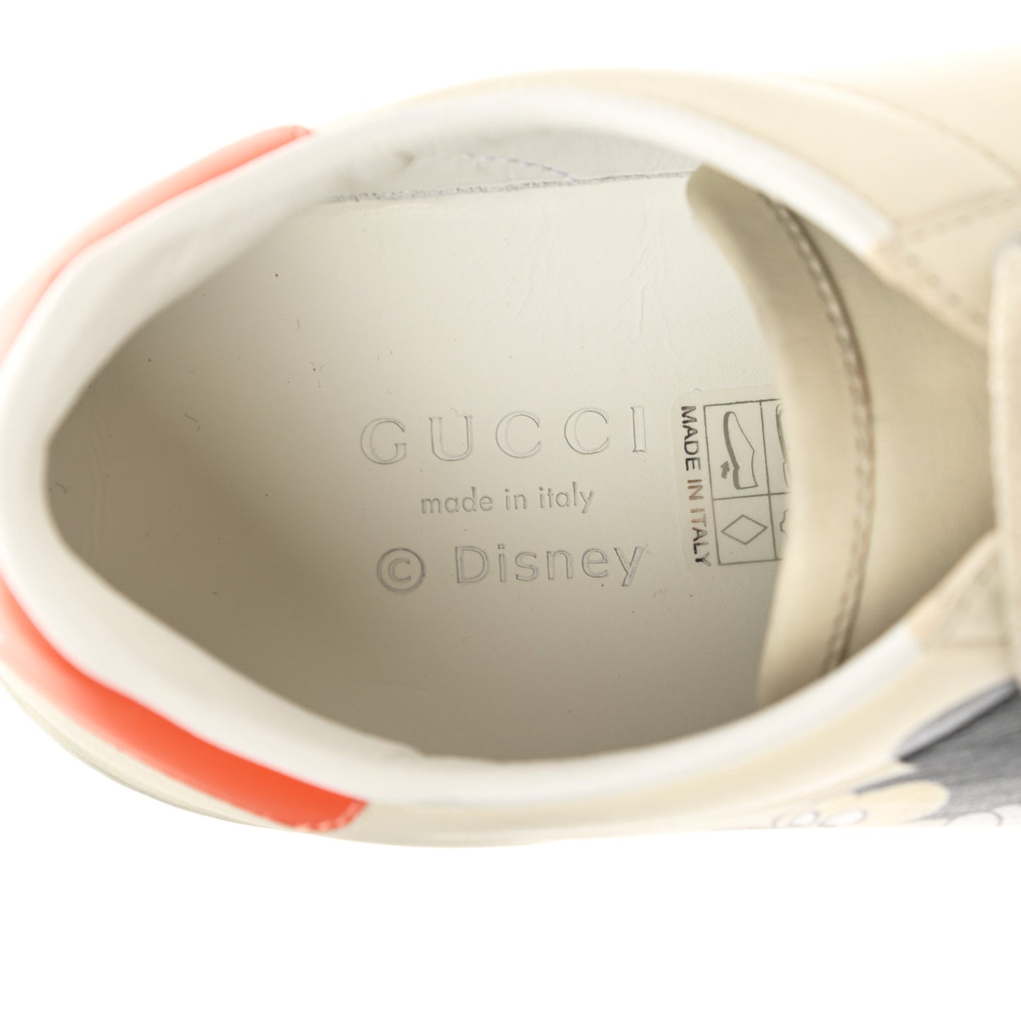 X DISNEY Miro Soft Calfskin Mickey Mouse Print Womens Ace Sneakers 36 Ivory Deep Orange