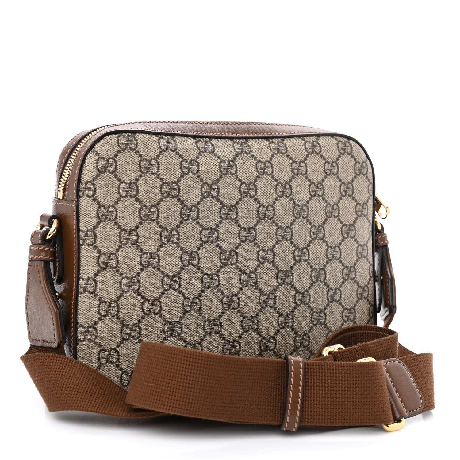 Gucci GG Supreme Monogram Azalea Calfskin Retro Interlocking G Messenger Shoulder Bag Beige Ebony Brown Sugar 3 of 10
