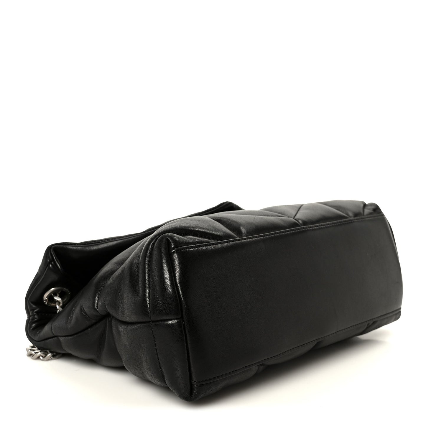 Lambskin Quilted Small Loulou Puffer Monogram Chain Satchel Black