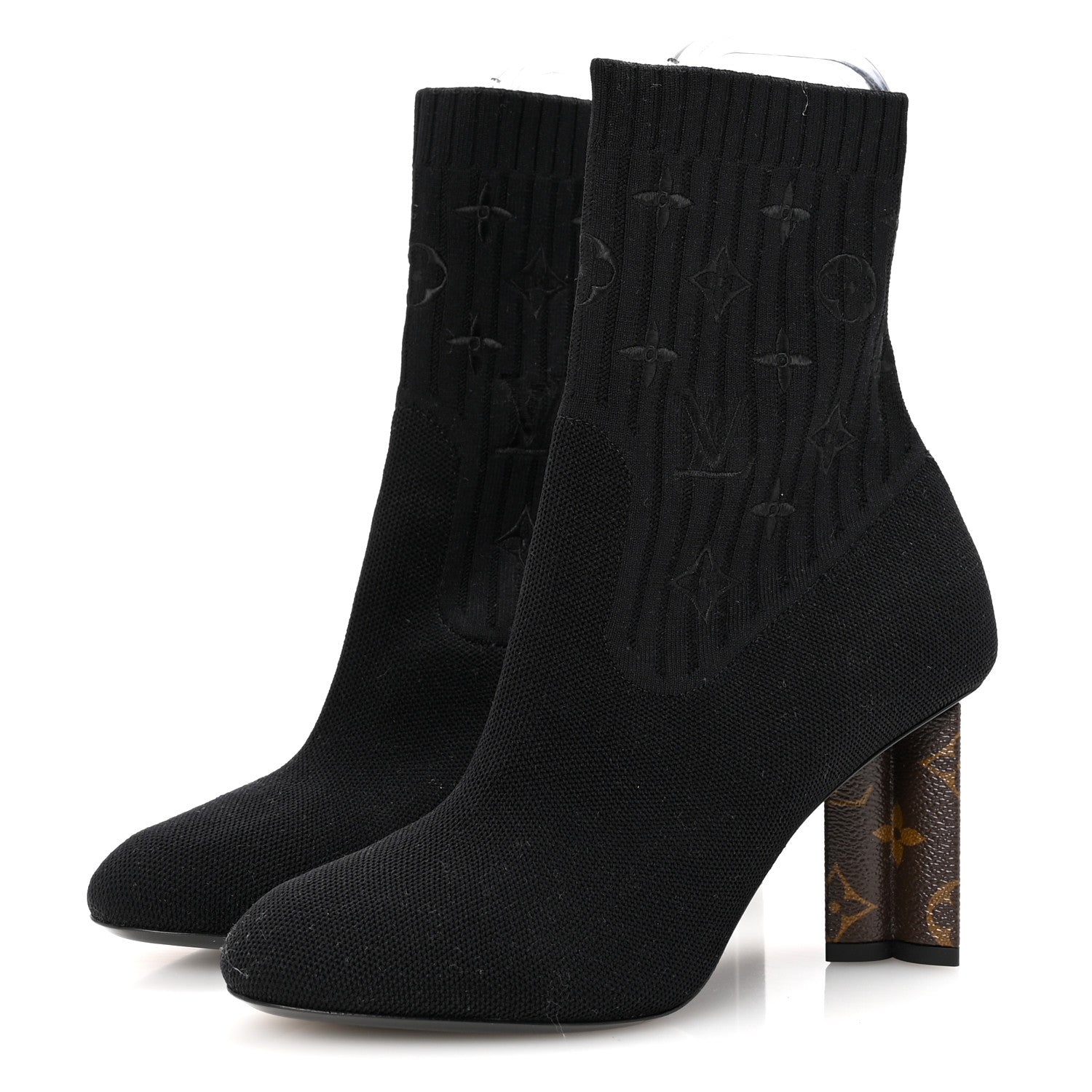 Louis Vuitton Monogram Stretch Fabric Silhouette Ankle Boots 38 Black 4 of 8
