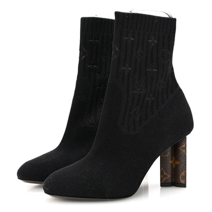 Louis Vuitton Monogram Stretch Fabric Silhouette Ankle Boots 38 Black 4 of 8