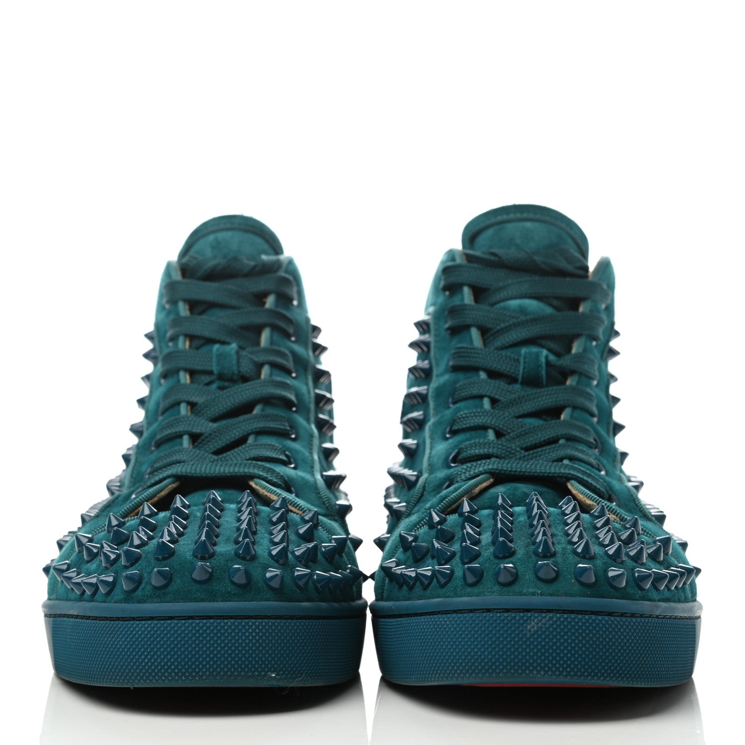 Christian Louboutin Veau Velours Mens Louis Orlato Flat Spikes Sneakers 42.5 Green 2 of 8