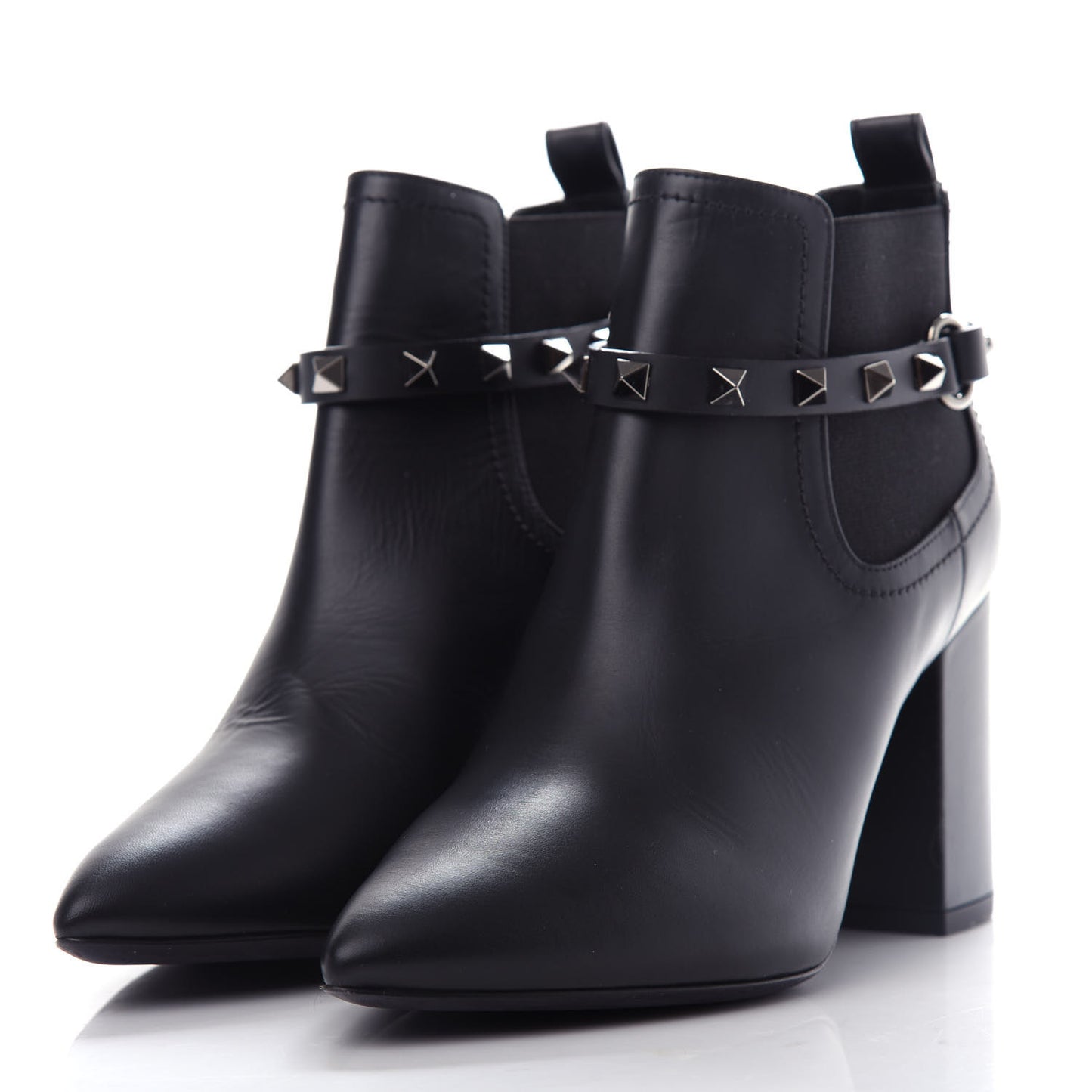 Calfskin Rockstud Chelsea 85mm Ankle Boots 36 Black